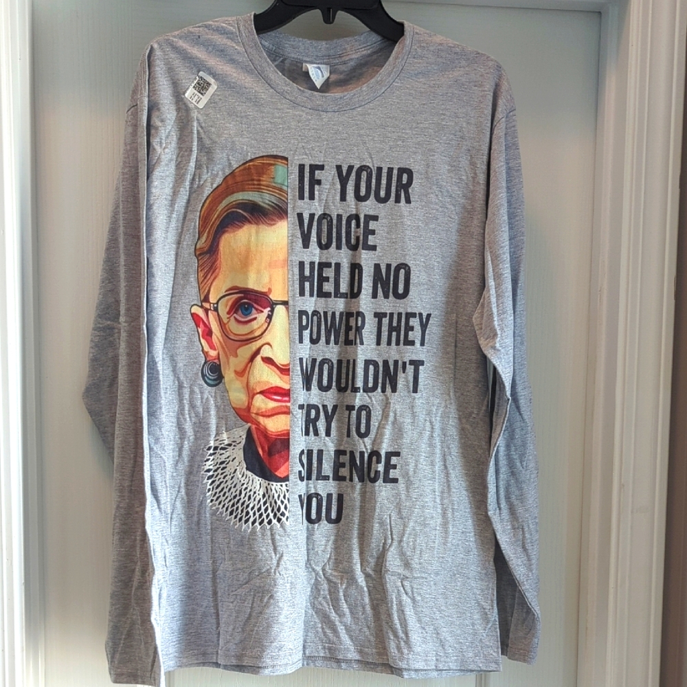 NWT Ruth Bader Ginsburg Grey Long Sleeve T-Shirt